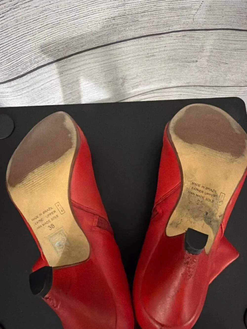 Bronx Red Leather Ankle Boots With Kitten Heels Size 38